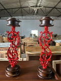 Antique Iron Candle Stand (Red) - Set of 2