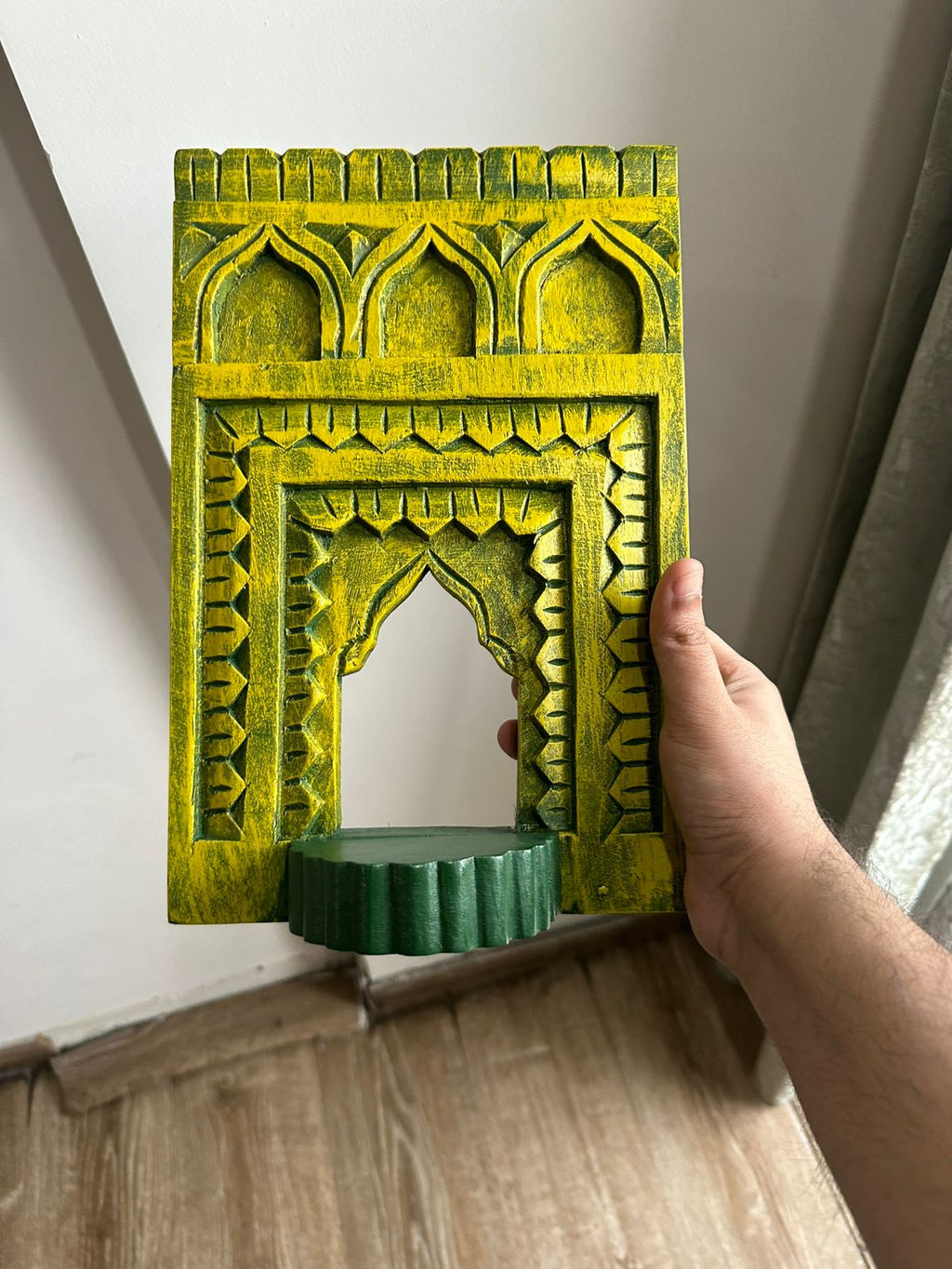 Jharokha Wall Frame | Yellow/Mustard | 12x8x1 Inch