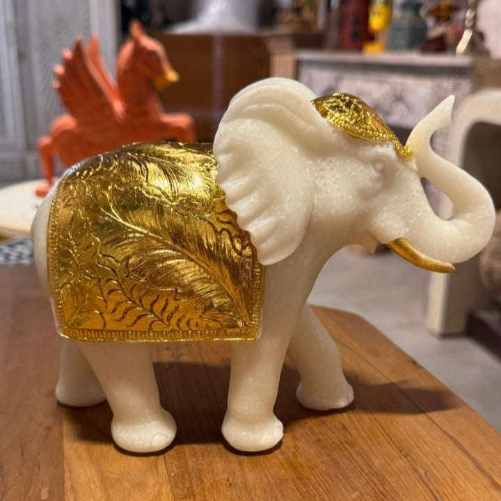 Marble Elephant Gold | 15x20x8 cm