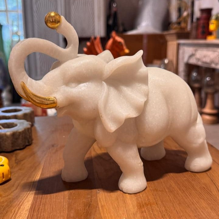 Marble Elephant Gold (Single) | 10x8x4 inch