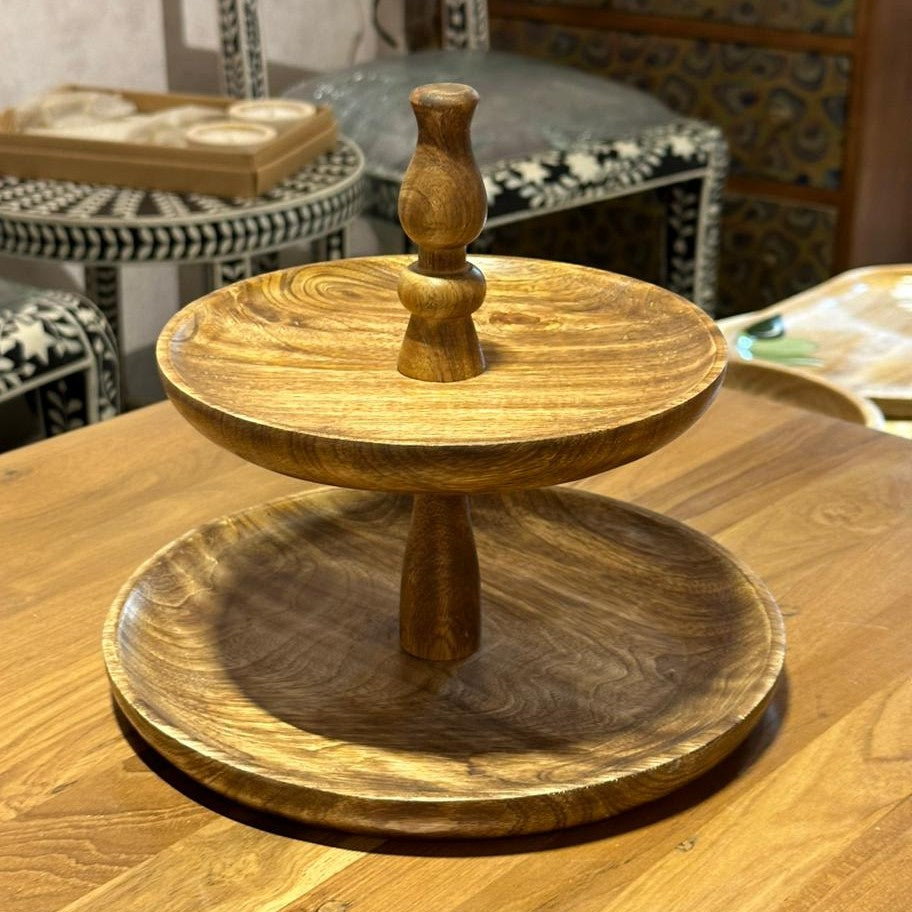 Wooden 2 tier Cake Stand | 25x25x24cm