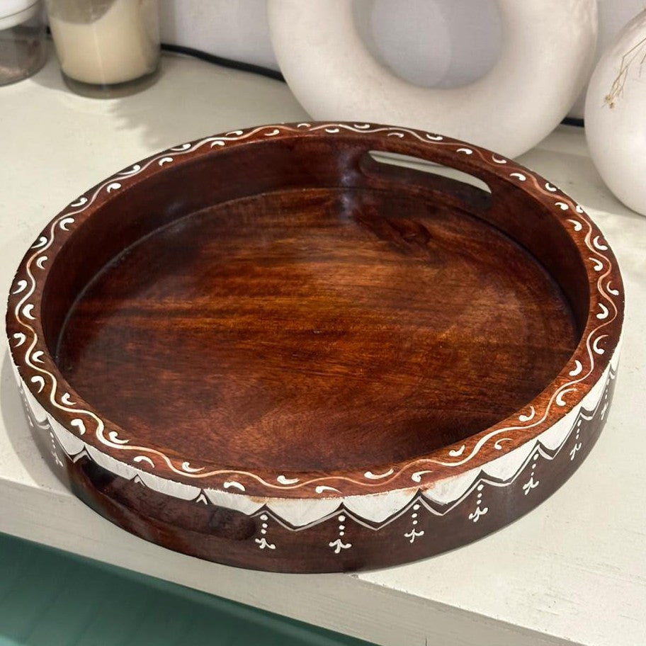 Wooden Handpainted Tray | 30x30x4.5 cm