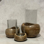 Wooden Candle Stand (Set of 3) | (S-11x10x10cm, M-14x11x11cm, L-22x15x15cm)
