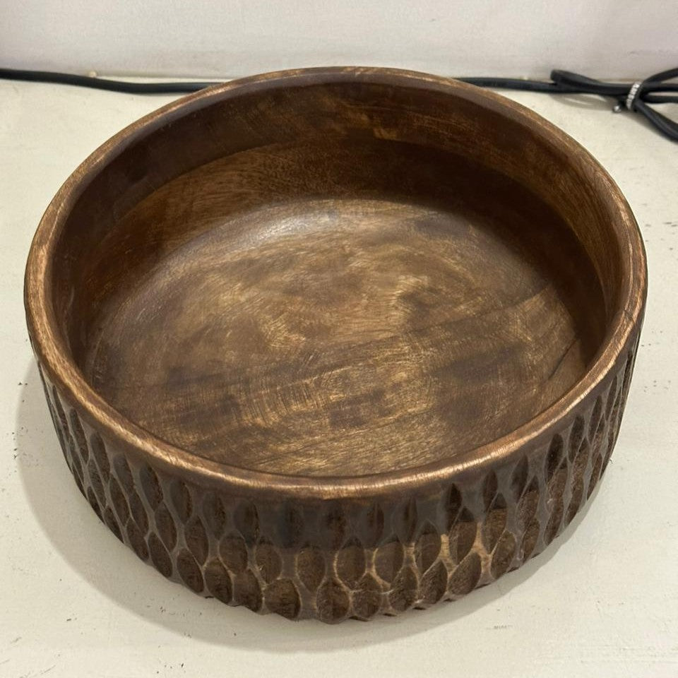 Hand-Carved Wooden Bowl | 10x10x4 inch