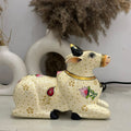 Handpainted Nandi White-Gold Finish | 9x7x3.5inch