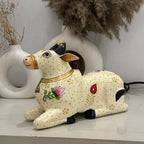 Handpainted Nandi White-Gold Finish | 9x7x3.5inch
