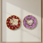 Wooden Pichwai Wall Plate | 9.5 Inches | Handpainted | Red Nandi