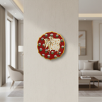 Wooden Pichwai Wall Plate | 9.5 Inches | Handpainted | Red Nandi