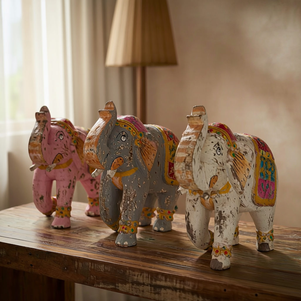Distress Grey Elephant | Wooden | 23x23x10cm