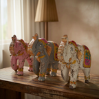 Distress Orange Elephant | Wooden | 23x23x10cm