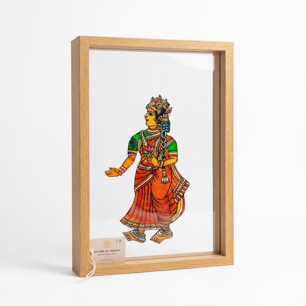 Ram & Sita Ji (set of 2 Frames) | Leather Puppet Art with Frame