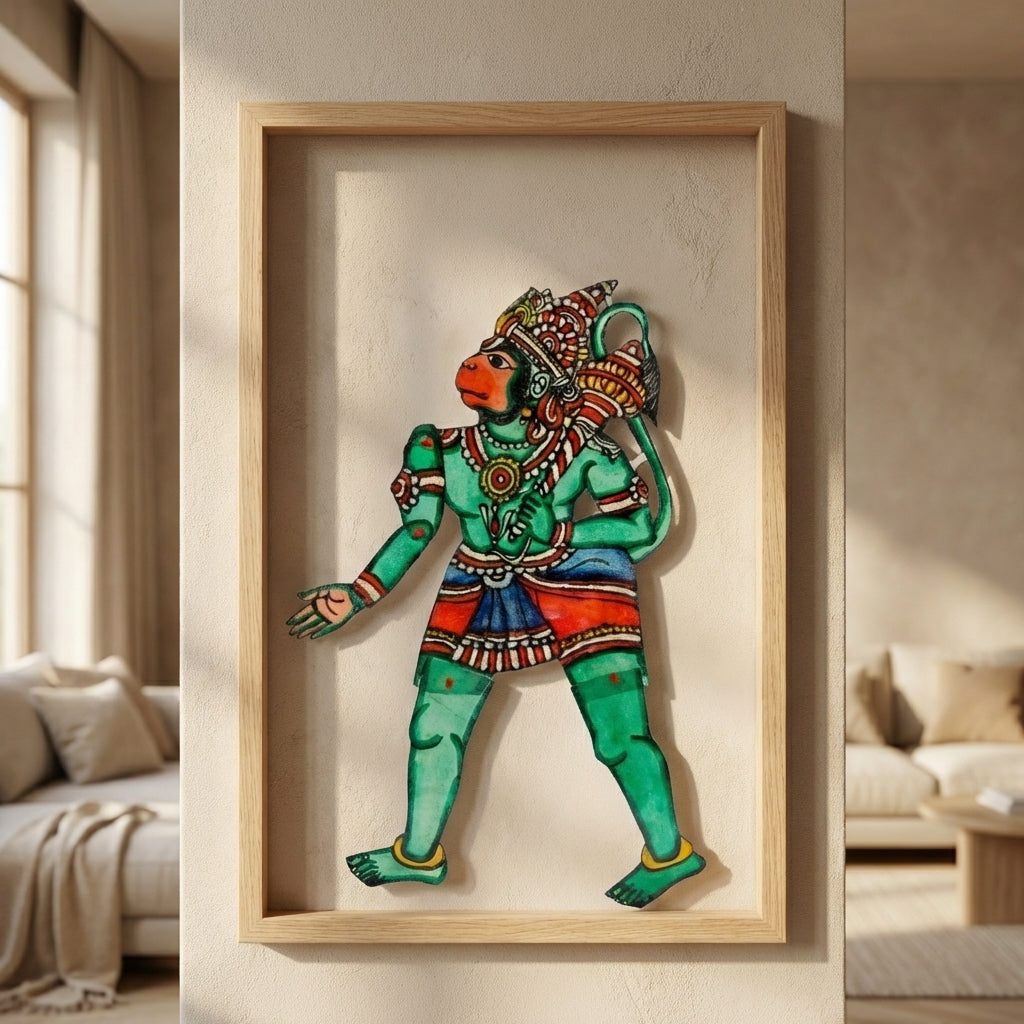 Ram, Sita & Hanuman Ji (set of 3 Frames) | Leather Puppet Art with Frame