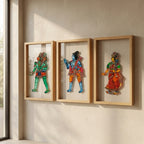 Ram, Sita & Hanuman Ji (set of 3 Frames) | Leather Puppet Art with Frame