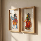 Ram & Sita Ji (set of 2 Frames) | Leather Puppet Art with Frame