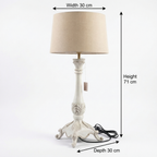 White Solid Wood Vintage Lamp (Including Shade) | 71x30x30cm