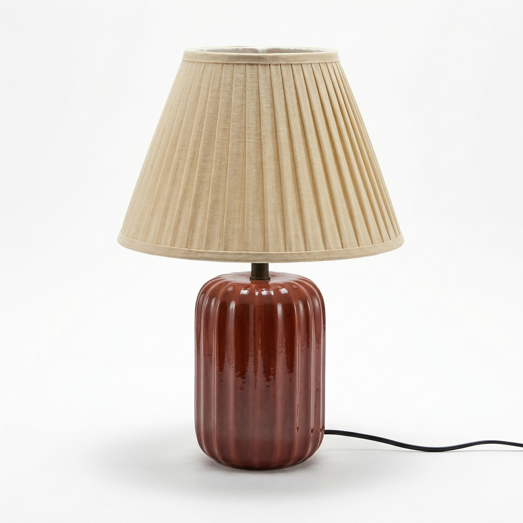 Ceramic Lamp (Including Shade) | Red | 45x30x30cm