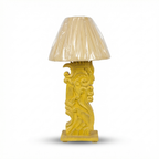 Solid Wood Yellow Carving Lamp (Including Shade) | 56x25x25cm
