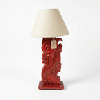 Solid Wood Red Carving Lamp (Including Shade) | 56x25x25cm
