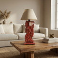 Solid Wood Red Carving Lamp (Including Shade) | 56x25x25cm