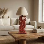 Solid Wood Red Carving Lamp (Including Shade) | 56x25x25cm