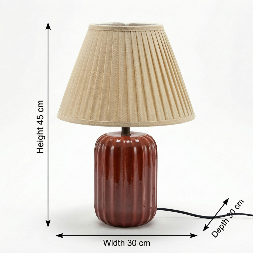 Ceramic Lamp (Including Shade) | Red | 45x30x30cm