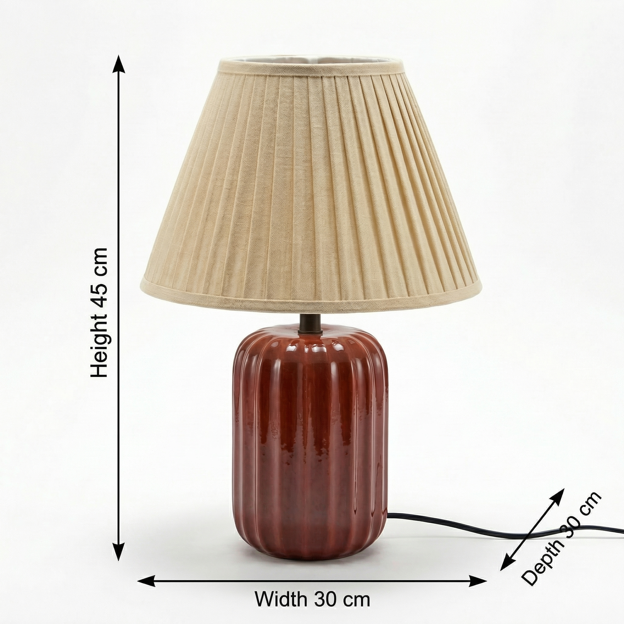 Ceramic Lamp (Including Shade) | Red | 45x30x30cm