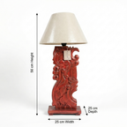 Solid Wood Red Carving Lamp (Including Shade) | 56x25x25cm
