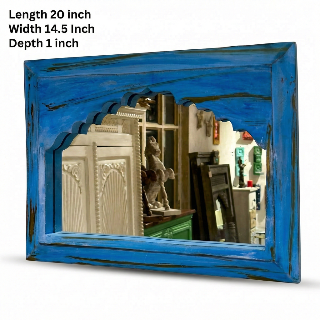 Blue Jharokha Mirror | 20x14.5x1 Inch