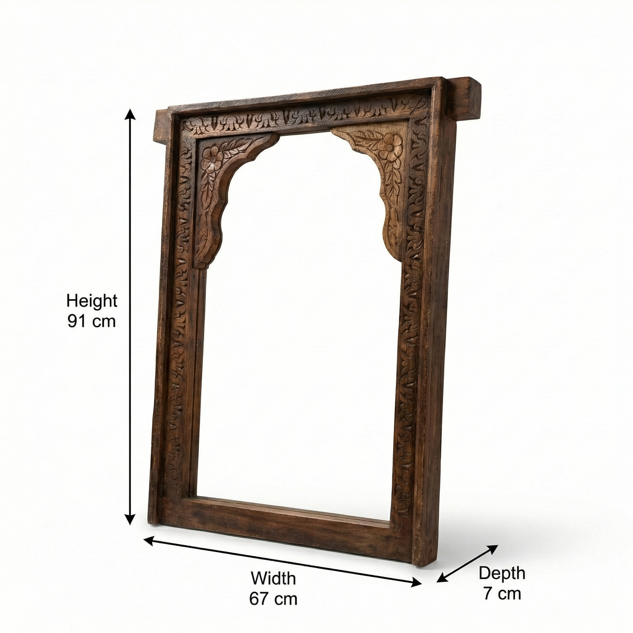 Vintage Wooden Mirror (Frame Only) | Brown | 91x67x7cm