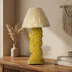 Solid Wood Yellow Carving Lamp (Including Shade) | 56x25x25cm