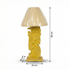 Solid Wood Yellow Carving Lamp (Including Shade) | 56x25x25cm