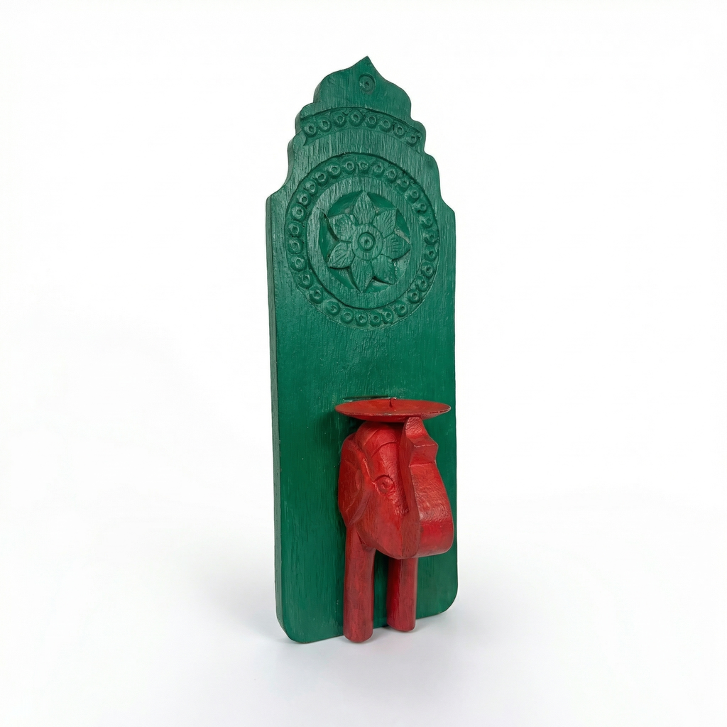 Vintage Wall Elephant Candle Stand | 12 inch