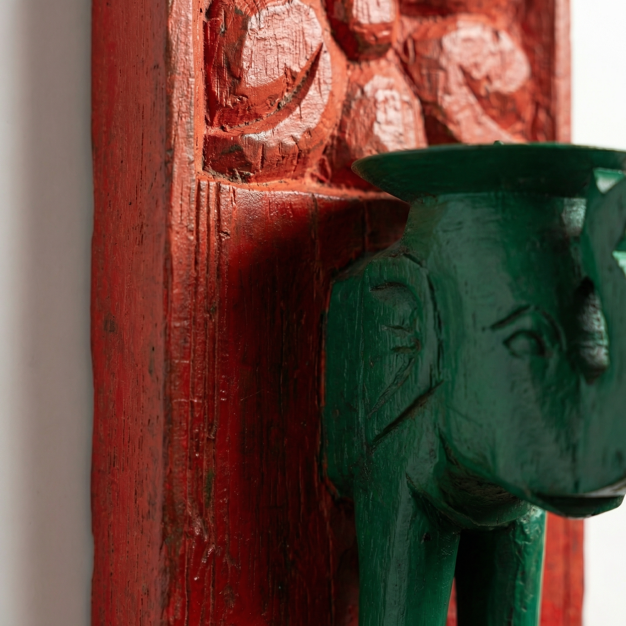 Vintage Wall Elephant Candle Stand | 12 inch