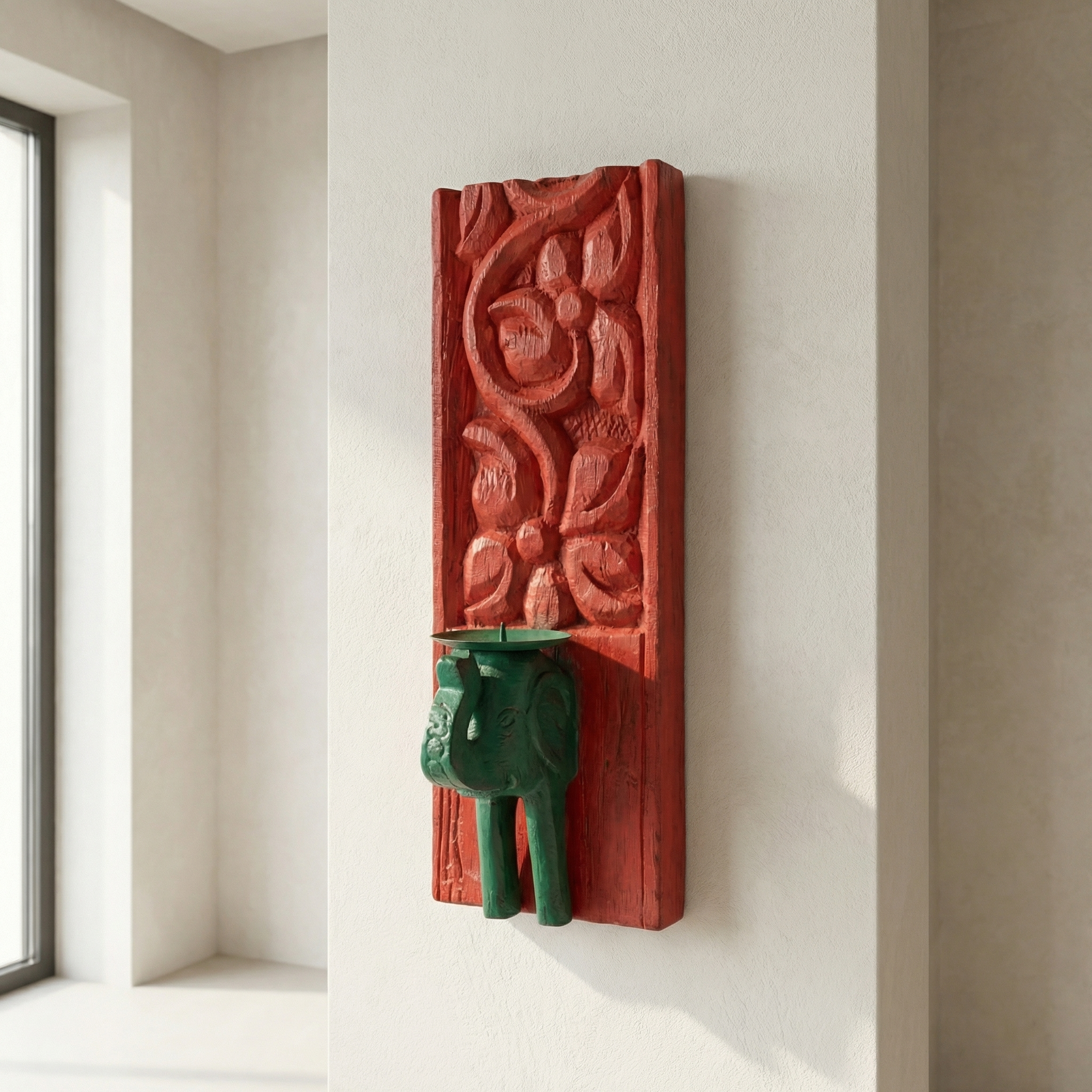 Vintage Wall Elephant Candle Stand | 12 inch