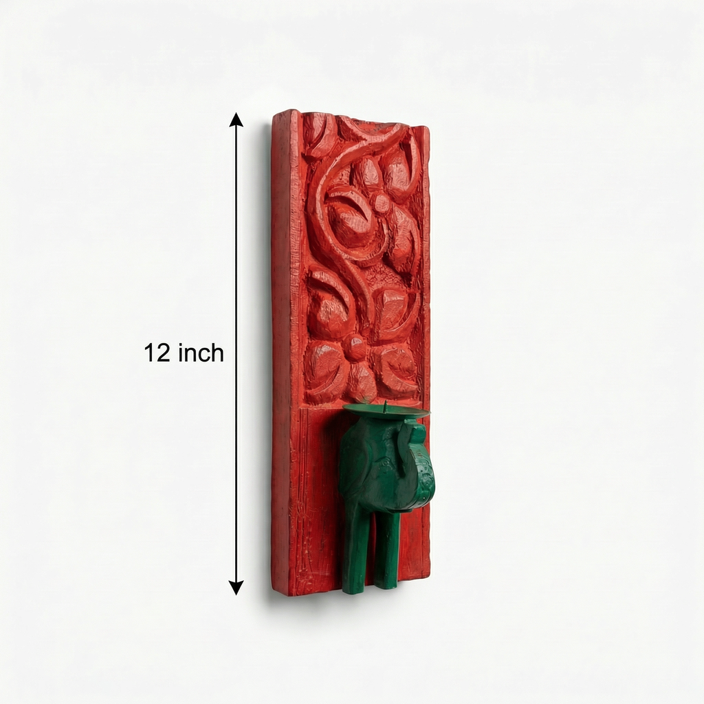 Vintage Wall Elephant Candle Stand | 12 inch