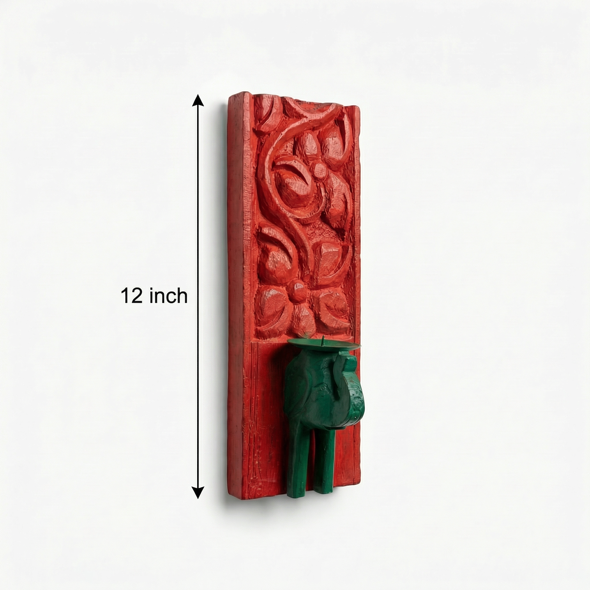 Vintage Wall Elephant Candle Stand | 12 inch