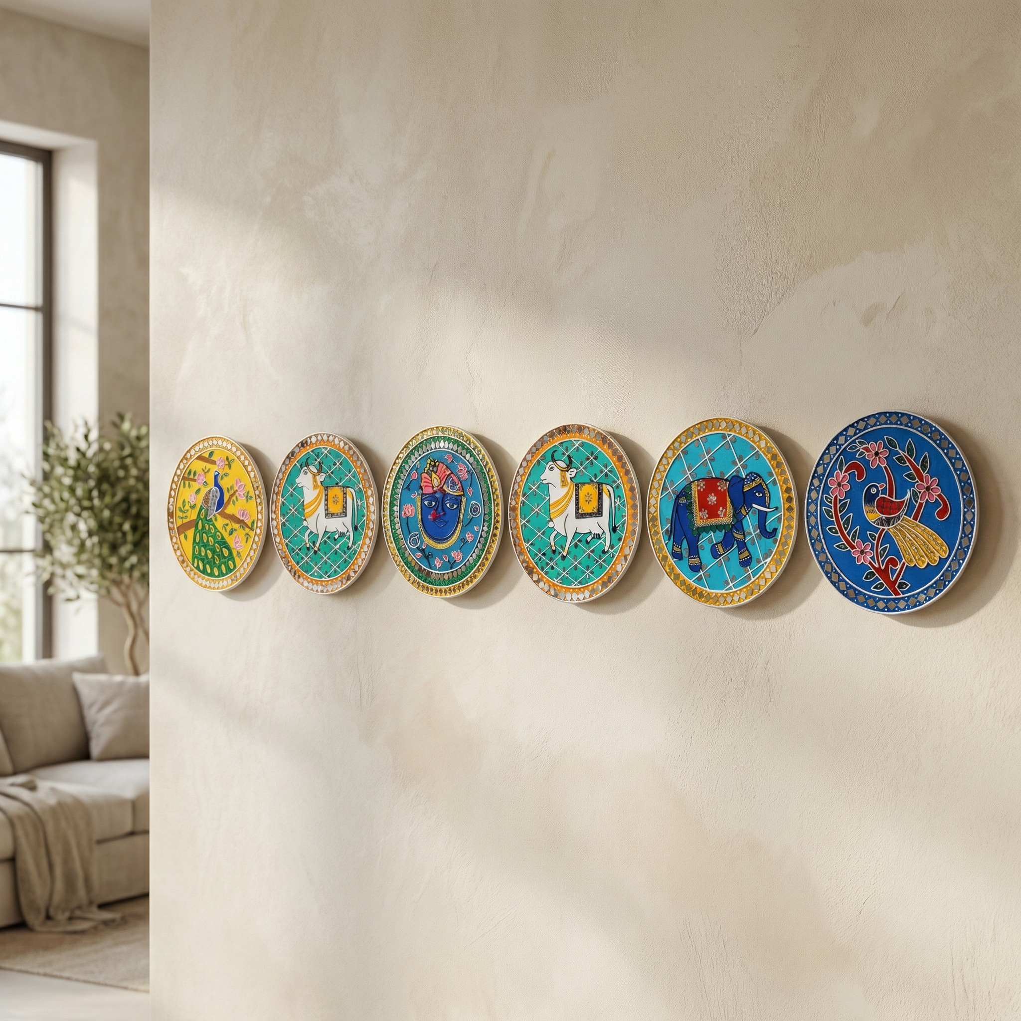 Lippan Art Wall Plate | Peacock 2 | 12x12x0.5 Inch