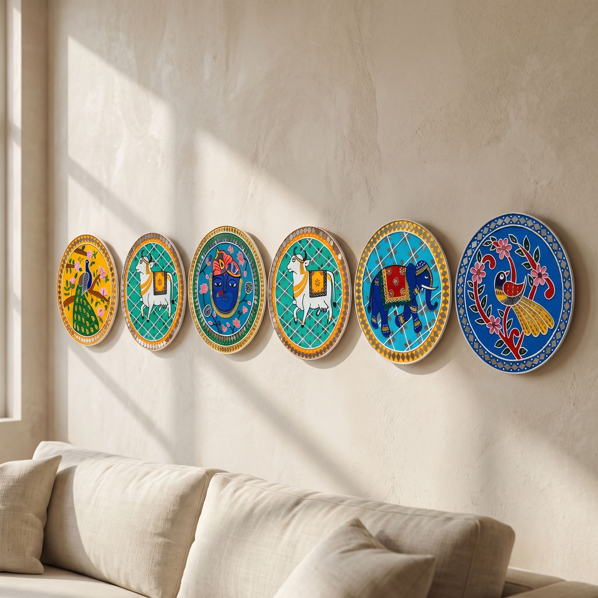 Lippan Art Wall Plate | Elephant | 12x12x0.5 Inch