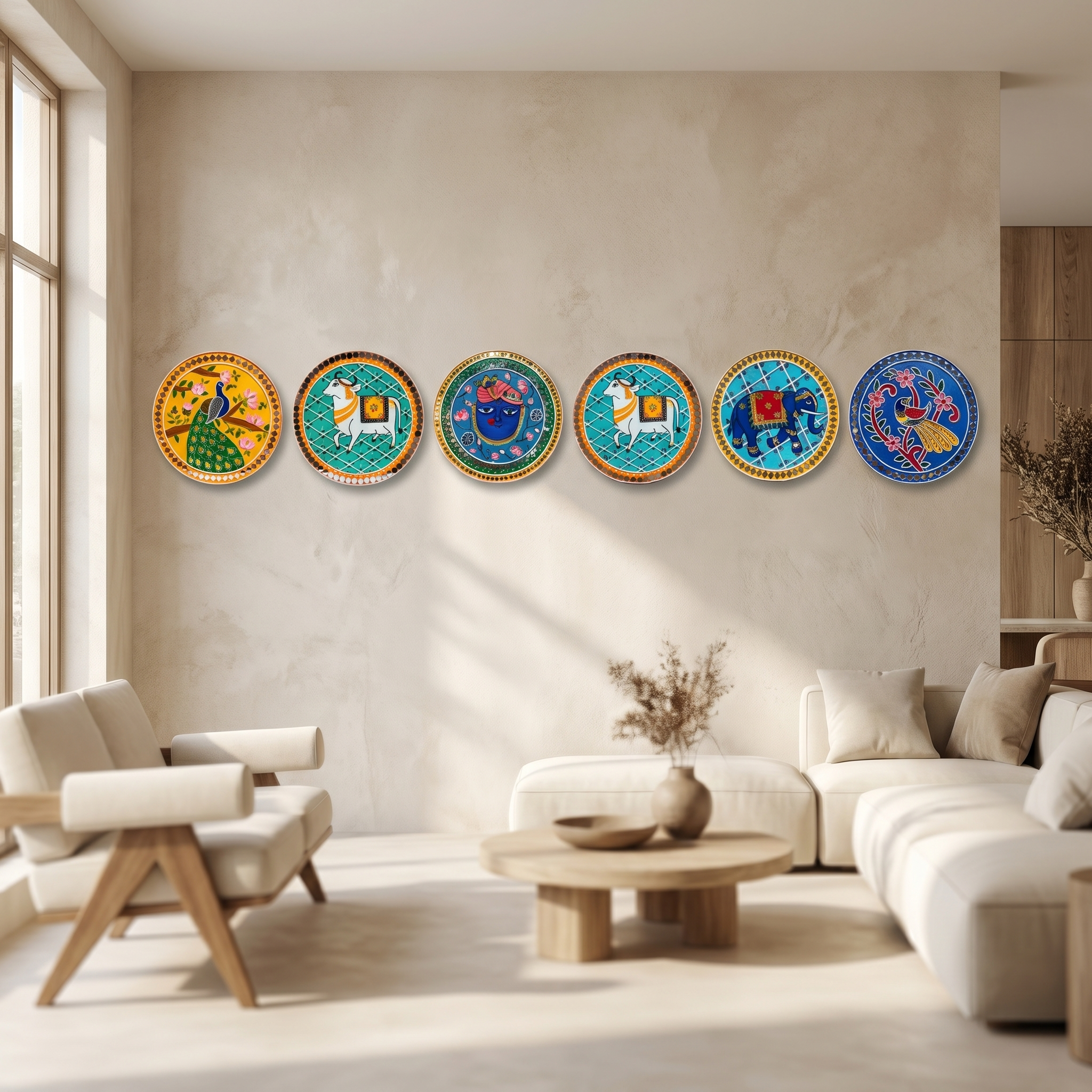 Lippan Art Wall Plate | Elephant | 12x12x0.5 Inch