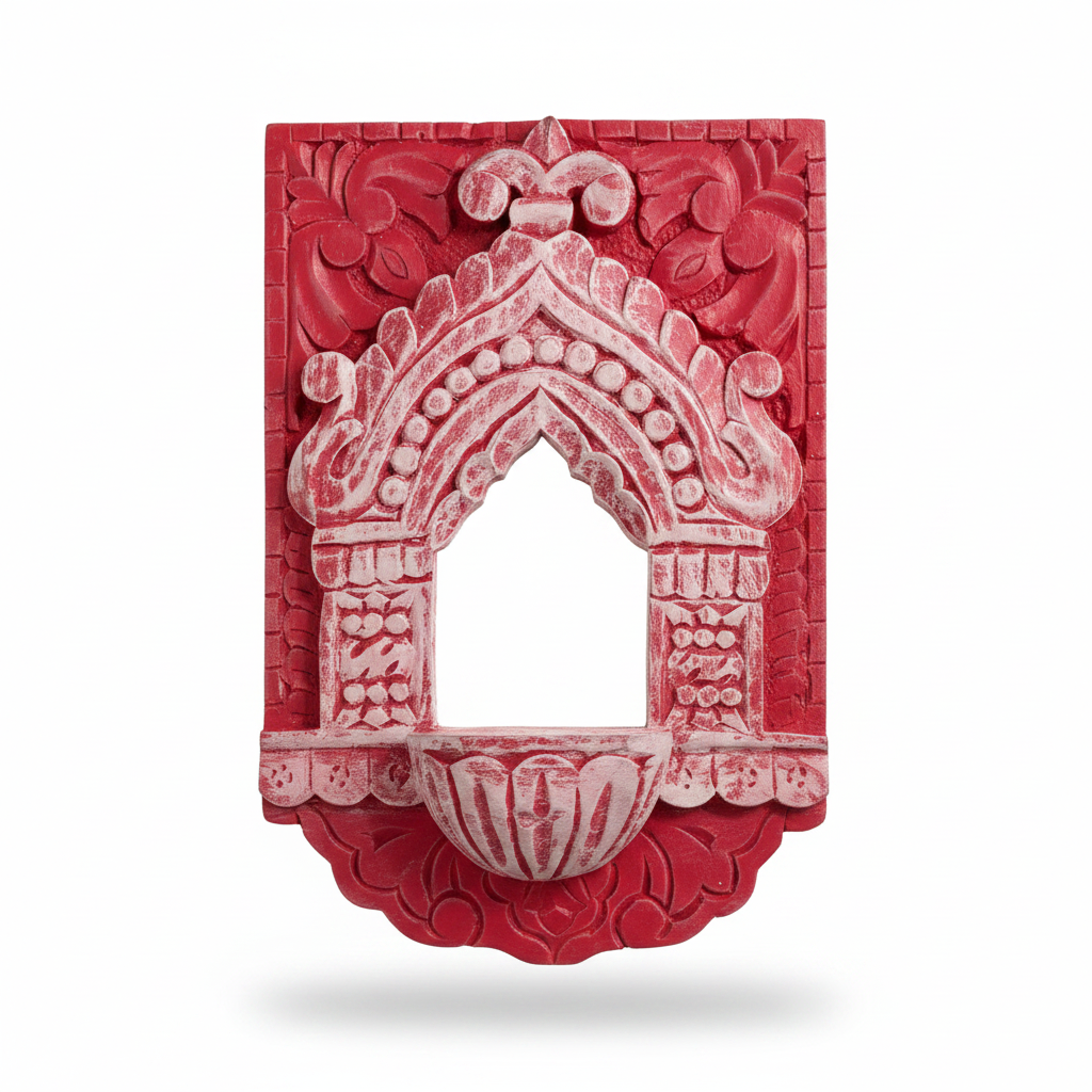Jharokha Wall Frame | Red-Pink | 12x8x1 Inch