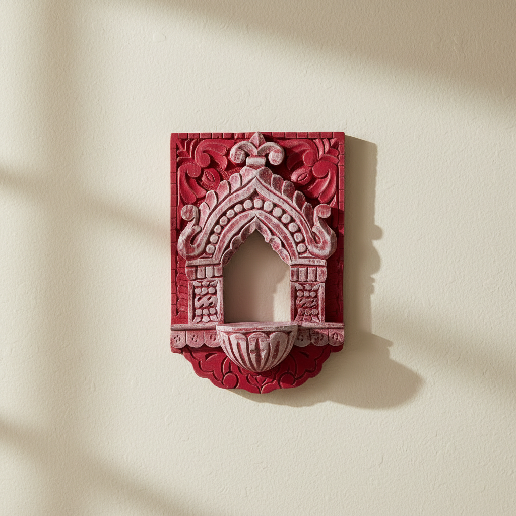 Jharokha Wall Frame | Red-Pink | 12x8x1 Inch