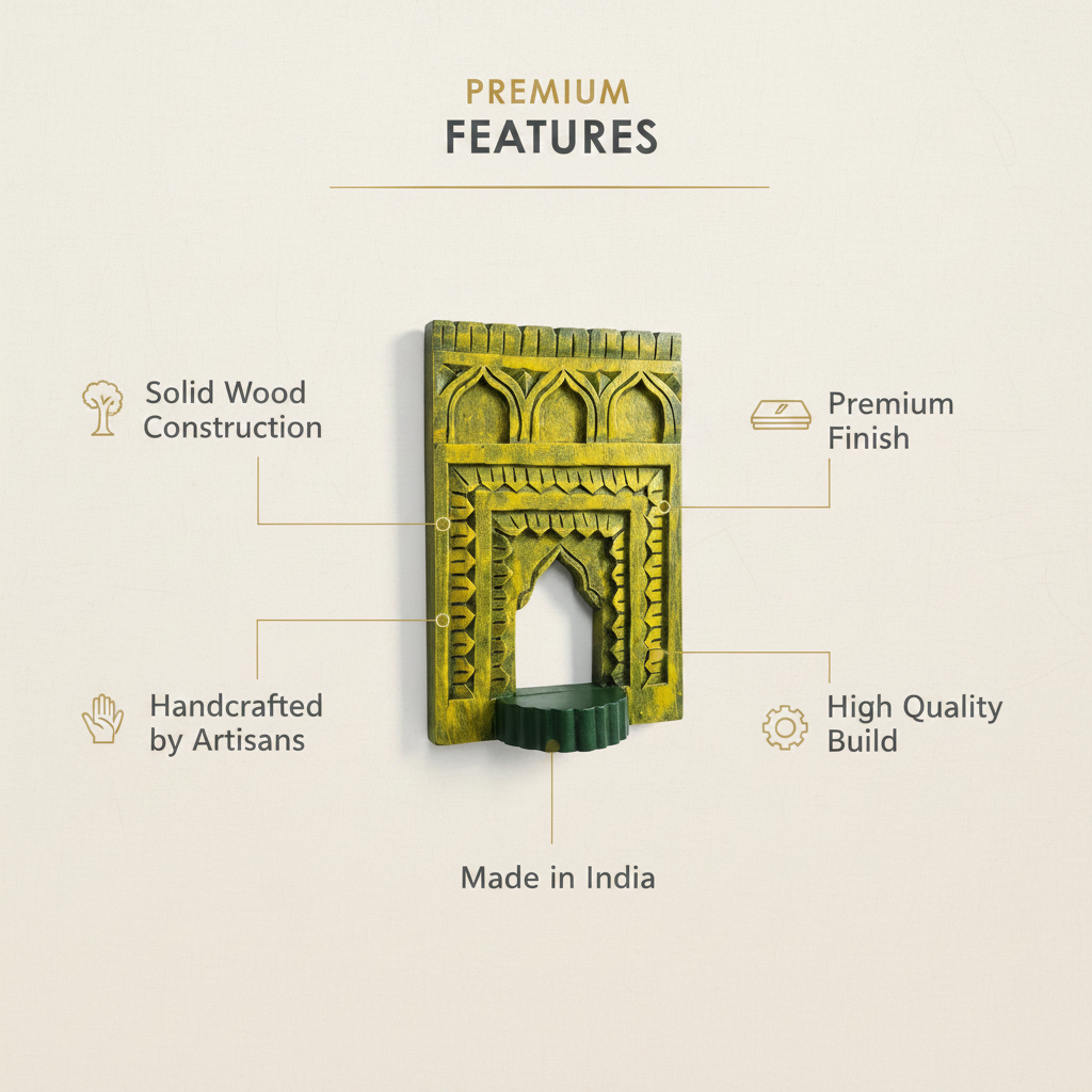 Jharokha Wall Frame | Yellow/Mustard | 12x8x1 Inch