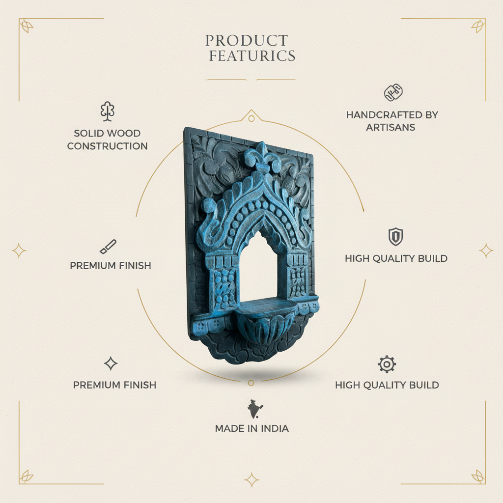 Jharokha Wall Frame | Blue | 12x8x1 Inch