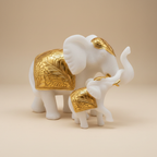 Marble Elephant Gold (Family of 2) | 10x6.5x4 inch