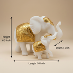 Marble Elephant Gold (Family of 2) | 10x6.5x4 inch