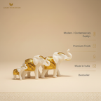 Marble Elephant Gold (Family of 3) | 12x6x3 inch