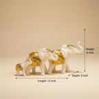 Marble Elephant Gold (Family of 3) | 12x6x3 inch