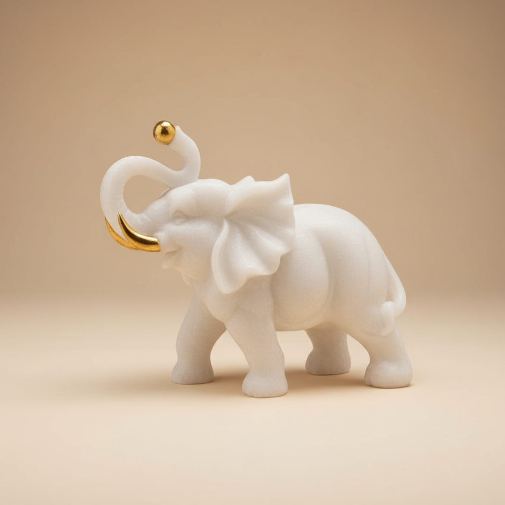 Marble Elephant Gold (Single) | 10x8x4 inch