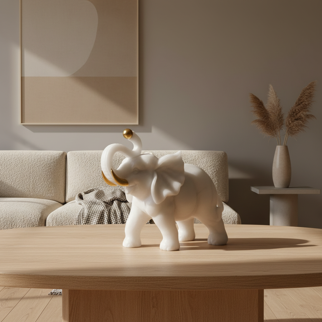 Marble Elephant Gold (Single) | 10x8x4 inch