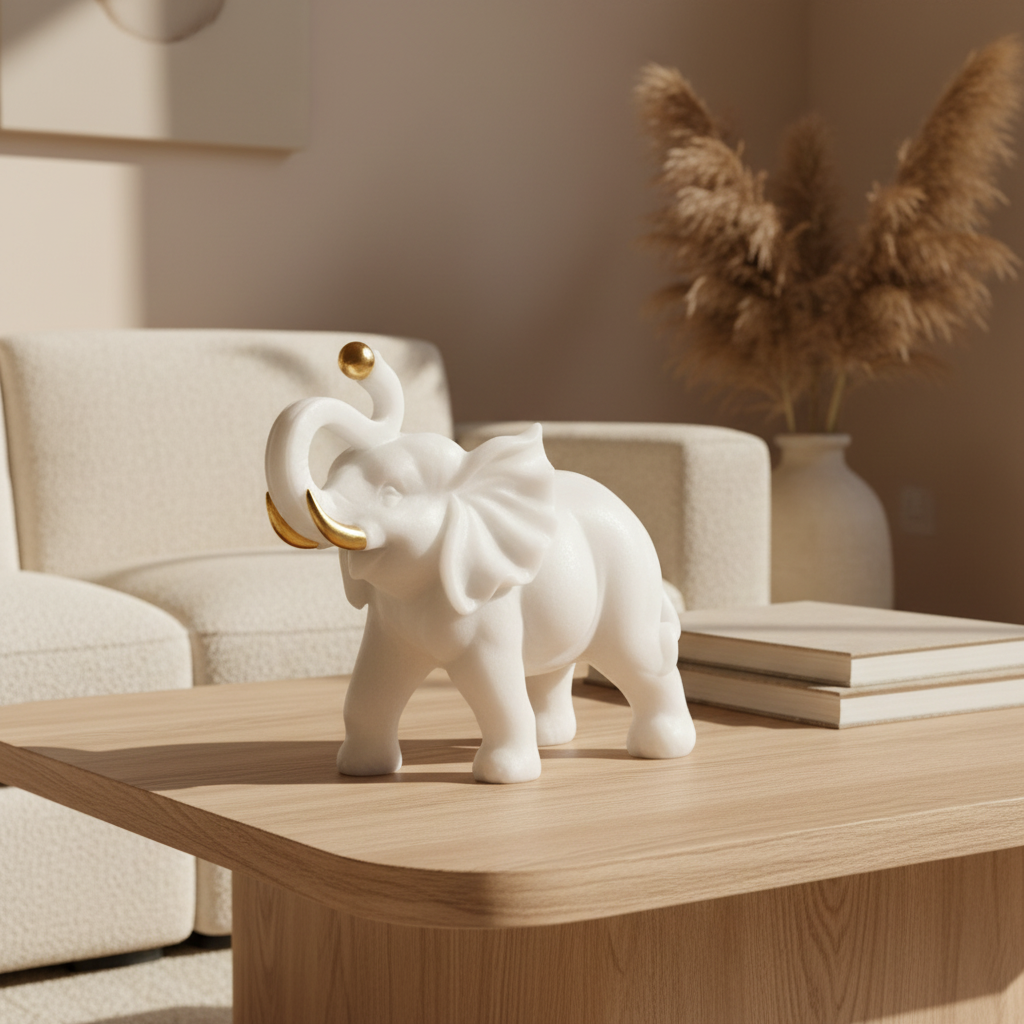 Marble Elephant Gold (Single) | 10x8x4 inch